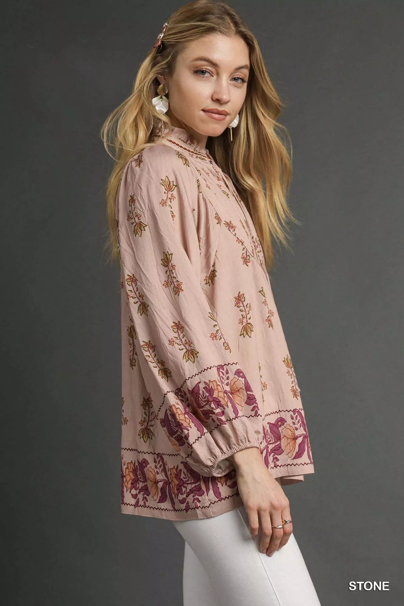 Floral Boho Peasant Blouse
