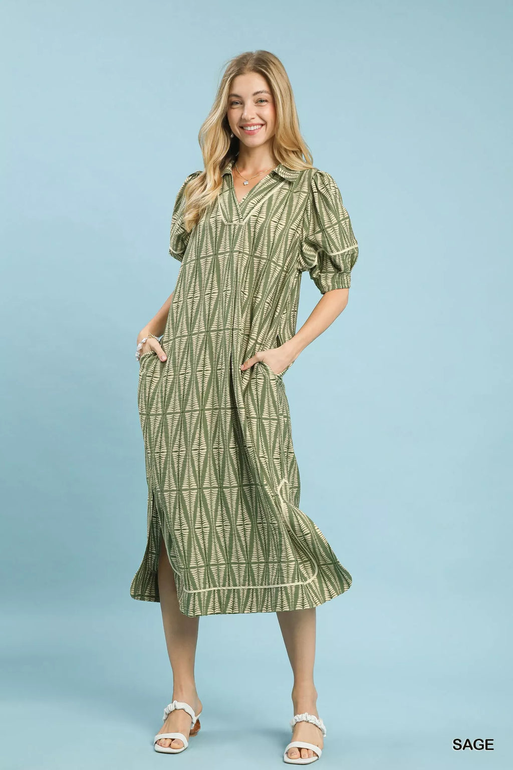 Geometric Print Midi Dress