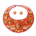 Statement Bead Round Collar Bib Necklace Set RW Orange Stylish Jewelry Accessory