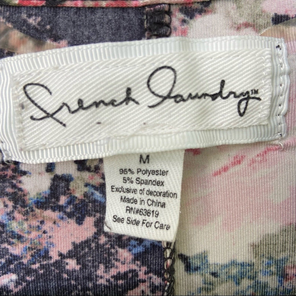 French Laundry Womens Medium Floral Fringe Short Sleeve Open Front Cardigan