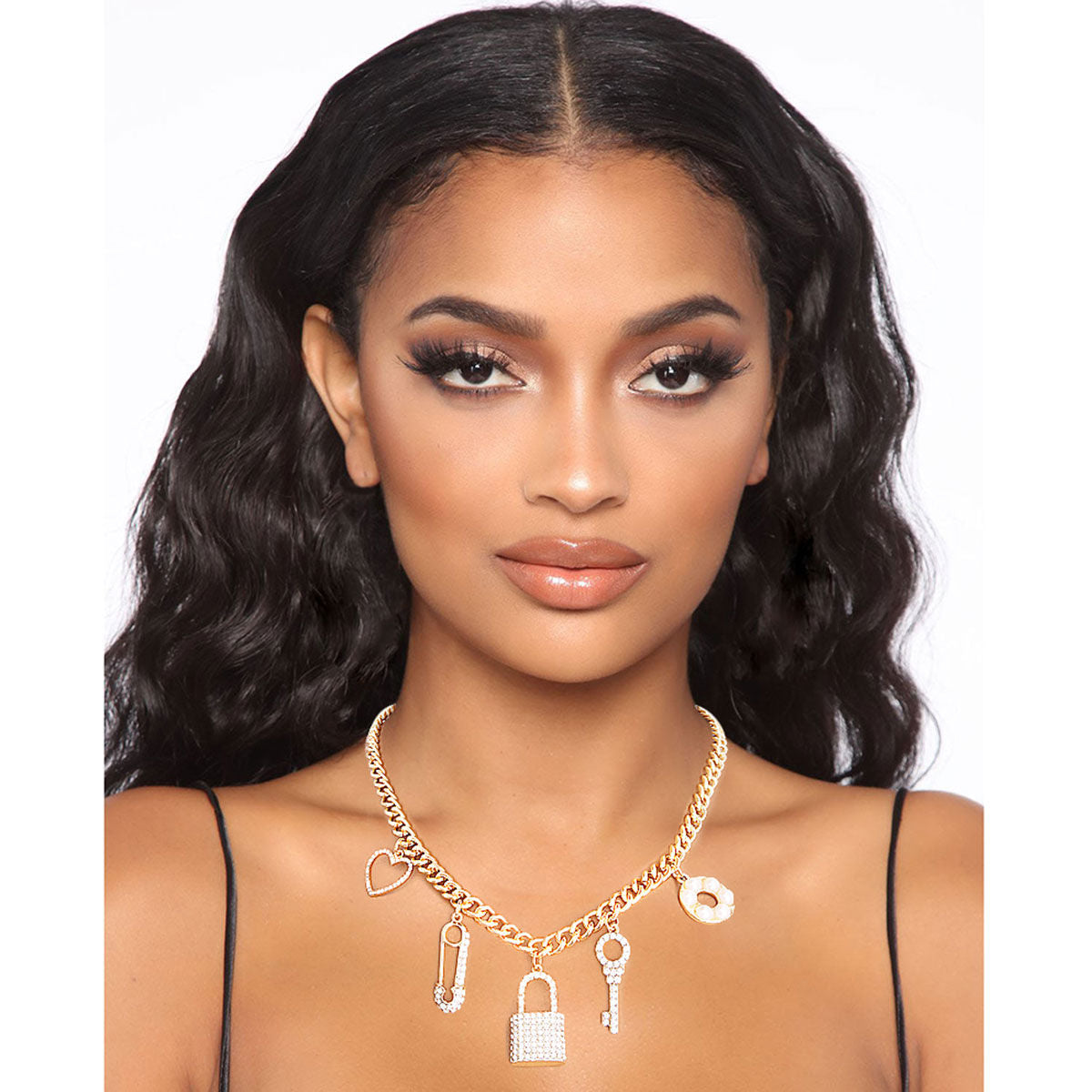 Charm Necklace Gold Love Stylish Statement Jewelry Accessory