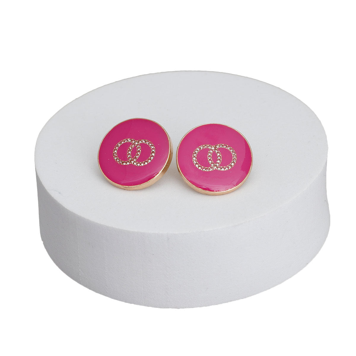 Flat Stud Earrings Fuchsia Flair Stylish Chic Statement Jewelry