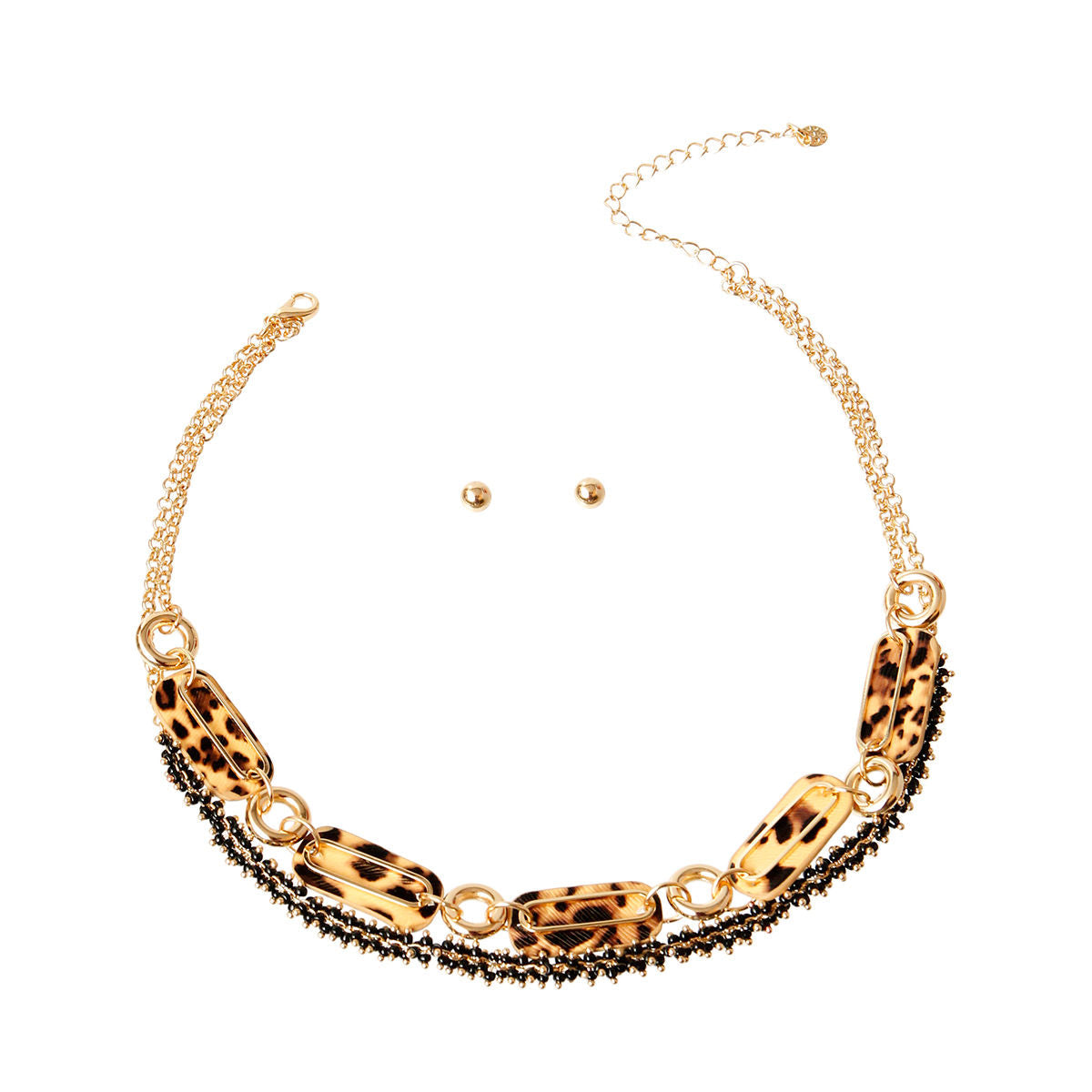 Leopard Link Jewelry Set Elegant Gold Statement Necklace and Bracelet