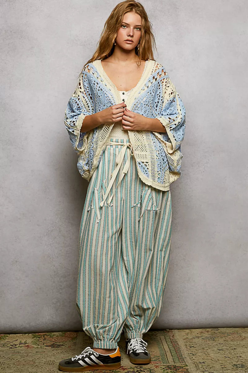 Open Front Crochet Cardigan with Scalloped Edge