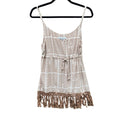 Cabi Womens Small Thin Strap Drawstring Waist Patterned Fringe Tank Top