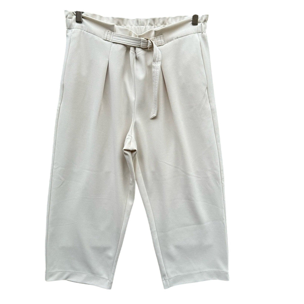 DKNY Womens Large PolySpandex Pleated Front Belted Capri Pants w Pockets