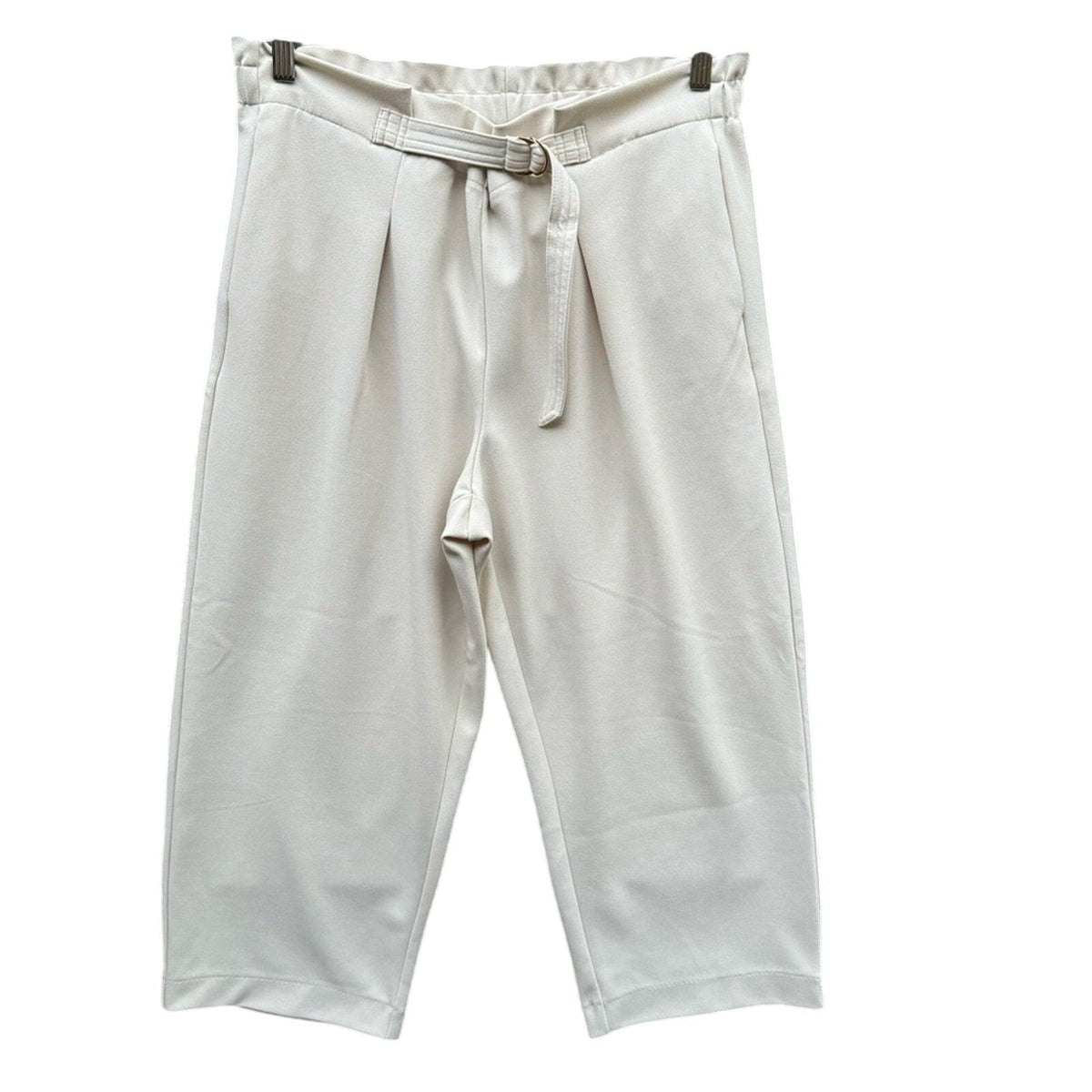 DKNY Womens Large PolySpandex Pleated Front Belted Capri Pants w Pockets