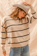 Stripe Crew Neck Basic Essential Sweater