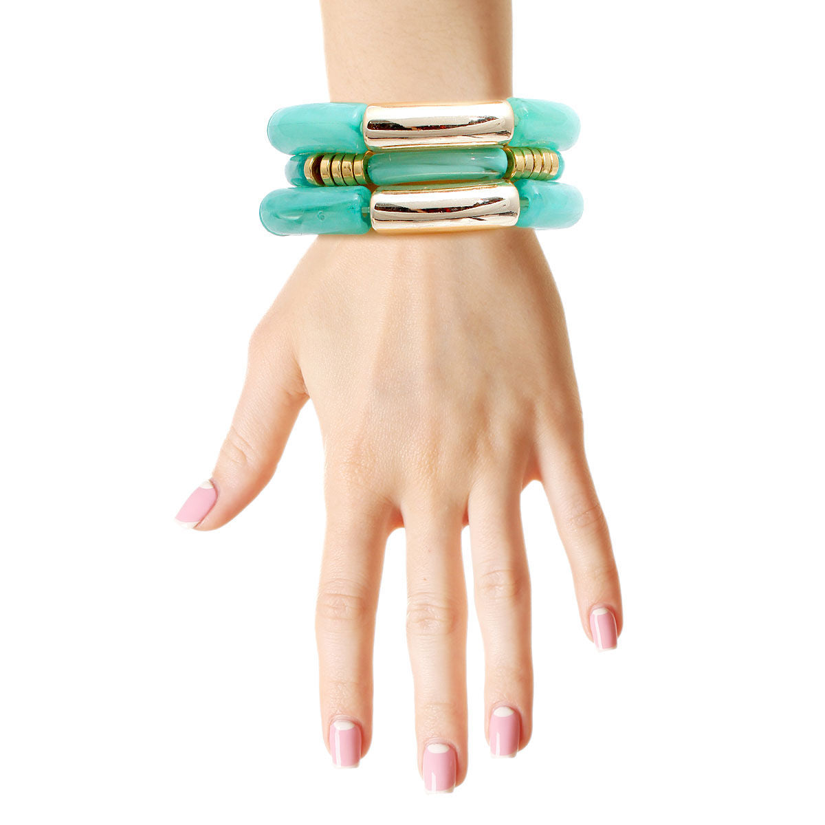 Stretch Tube Bangle Set Turquoise Stylish Statement Jewelry