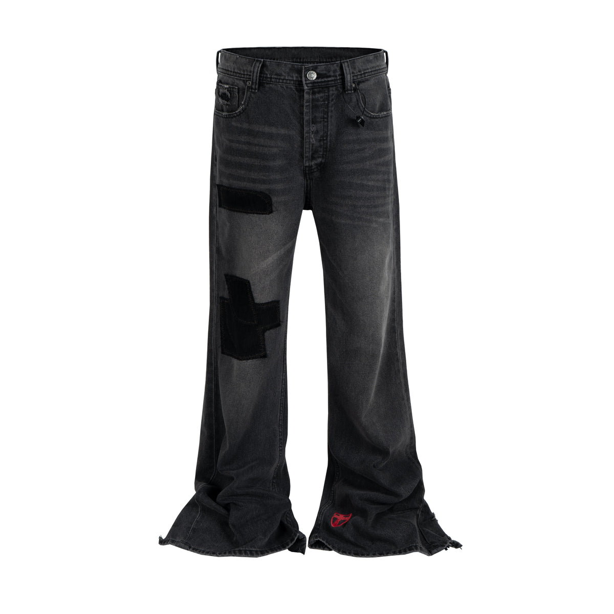 DARK PATCHWORK FLARE DENIM