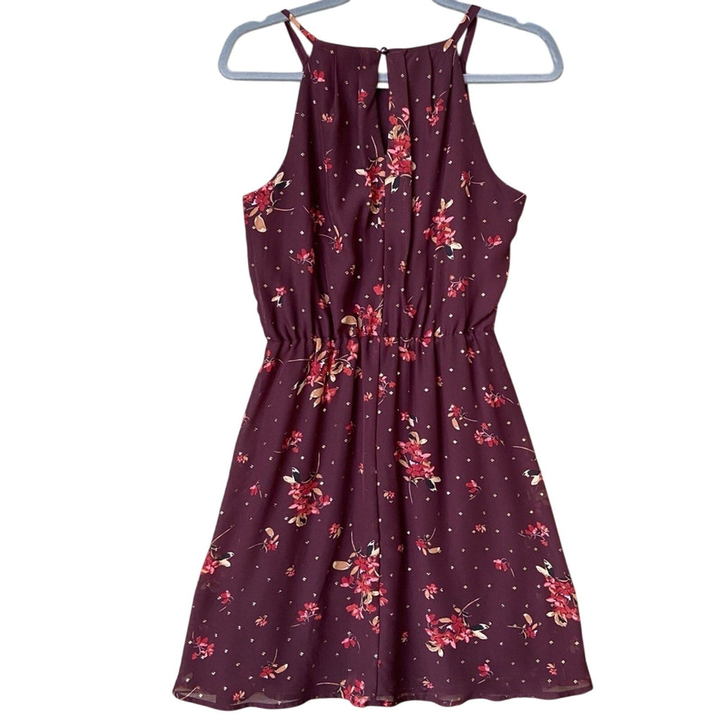 Maurices Womens Small 100% Polyester Purple Floral Sleeveless Fit n Flare Dress