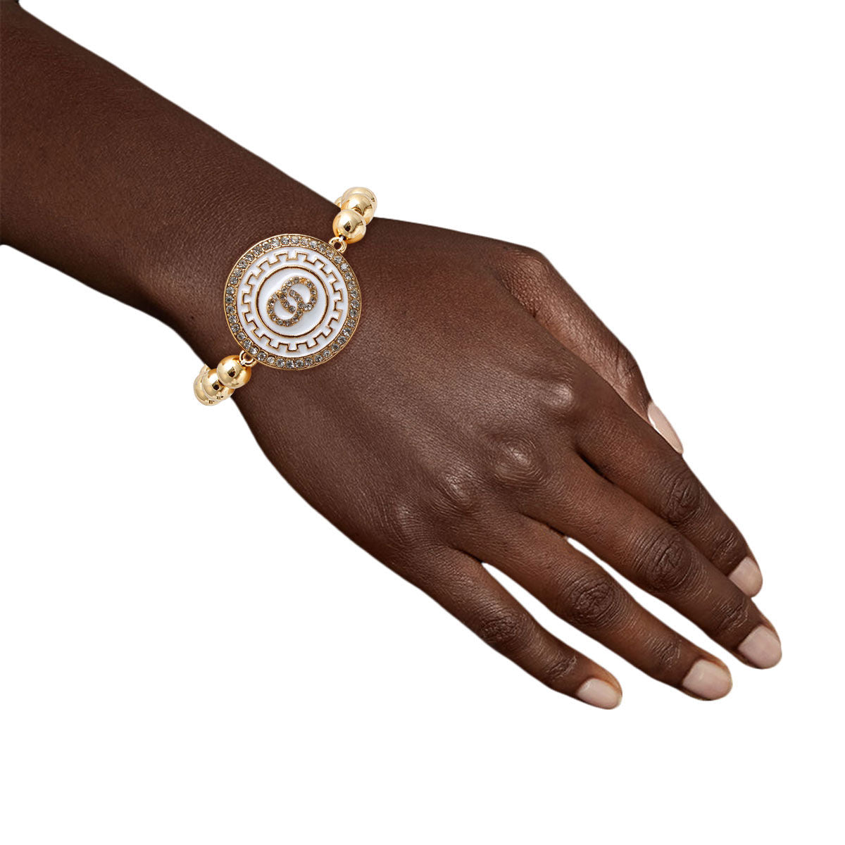 Infinity Detail Bracelet Gold and White Stylish Statement Jewelry
