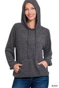 Brushed Hacci Melange Hooded Sweater