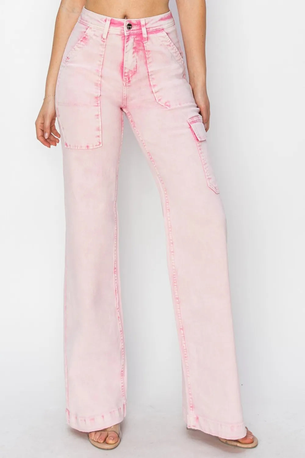 Full Size High Rise Cargo Pocket Jeans
