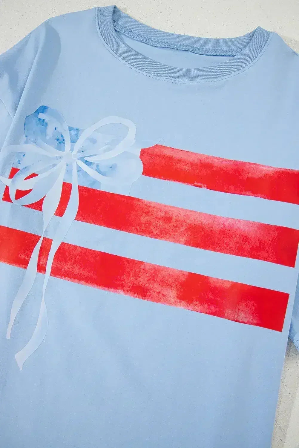 White Flag Bow Graphic Crewneck Tee