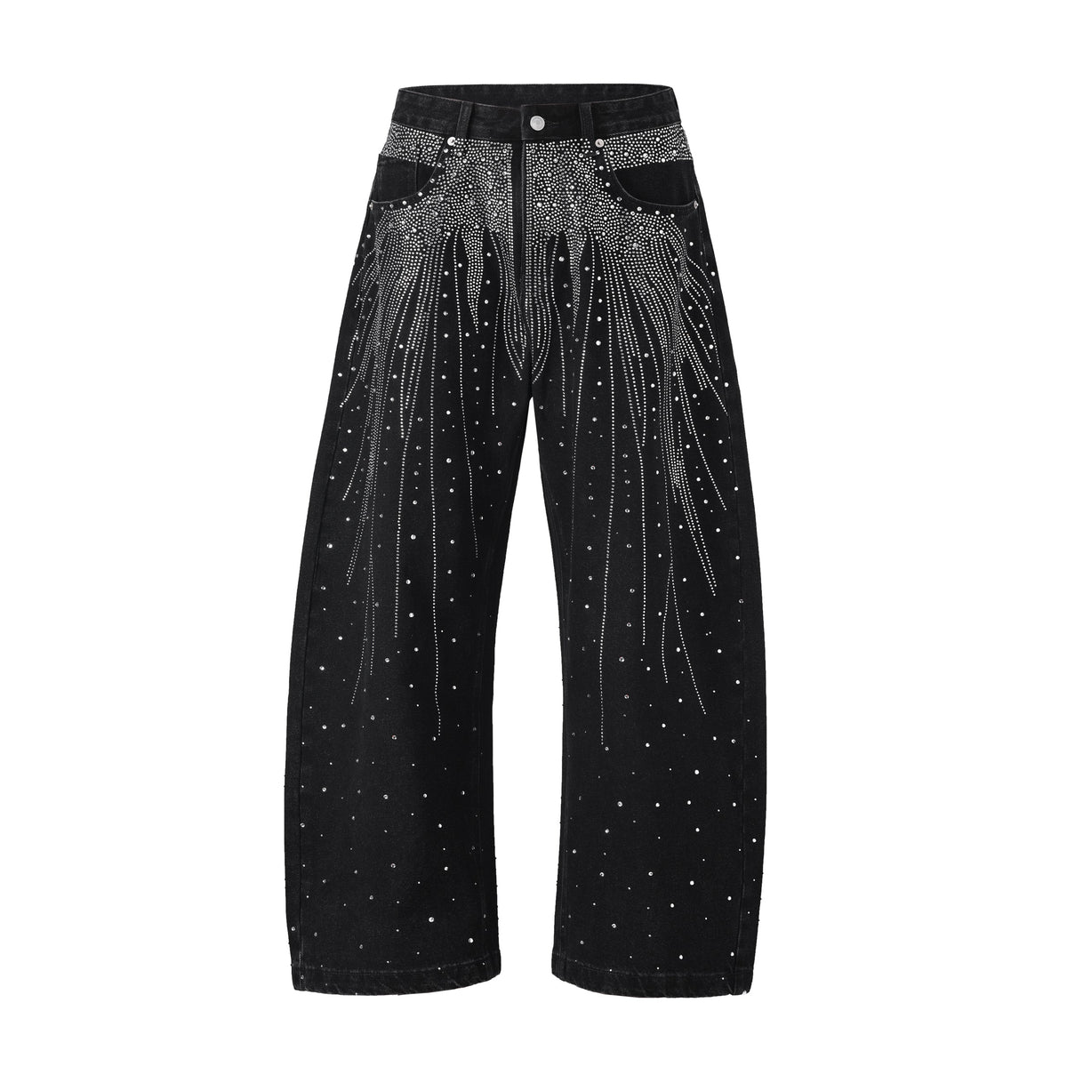 NOIR FLORAL RHINESTONE DENIM