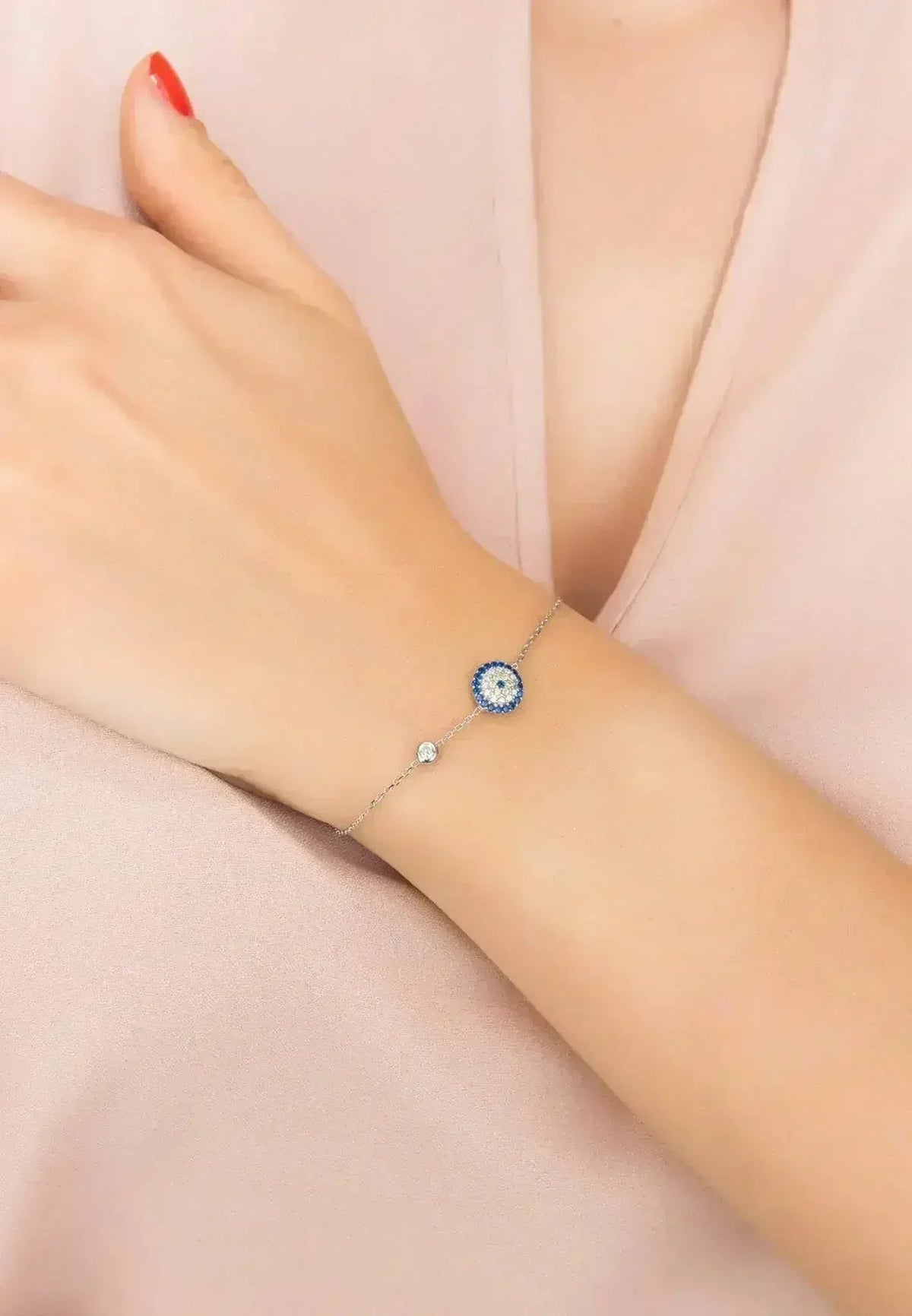 Sterling Silver Evil Eye Bracelet – 925 Silver w/ Zircons