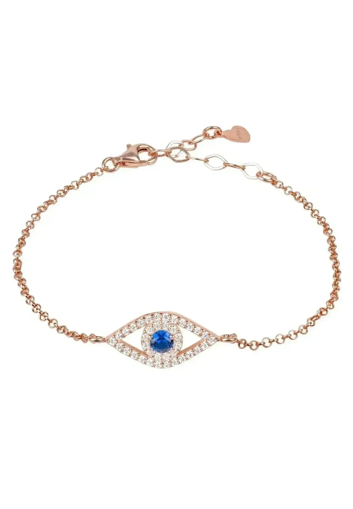 Evil Eye Elliptical Bracelet Blue Rosegold