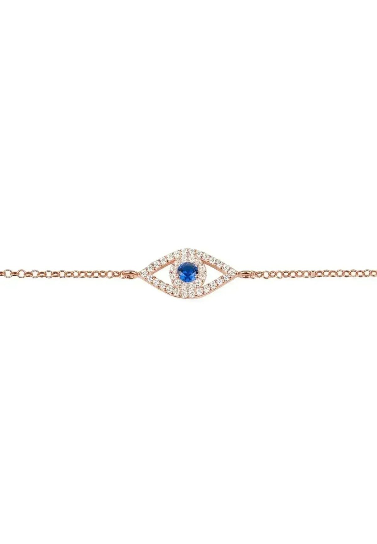 Evil Eye Elliptical Bracelet Blue Rosegold