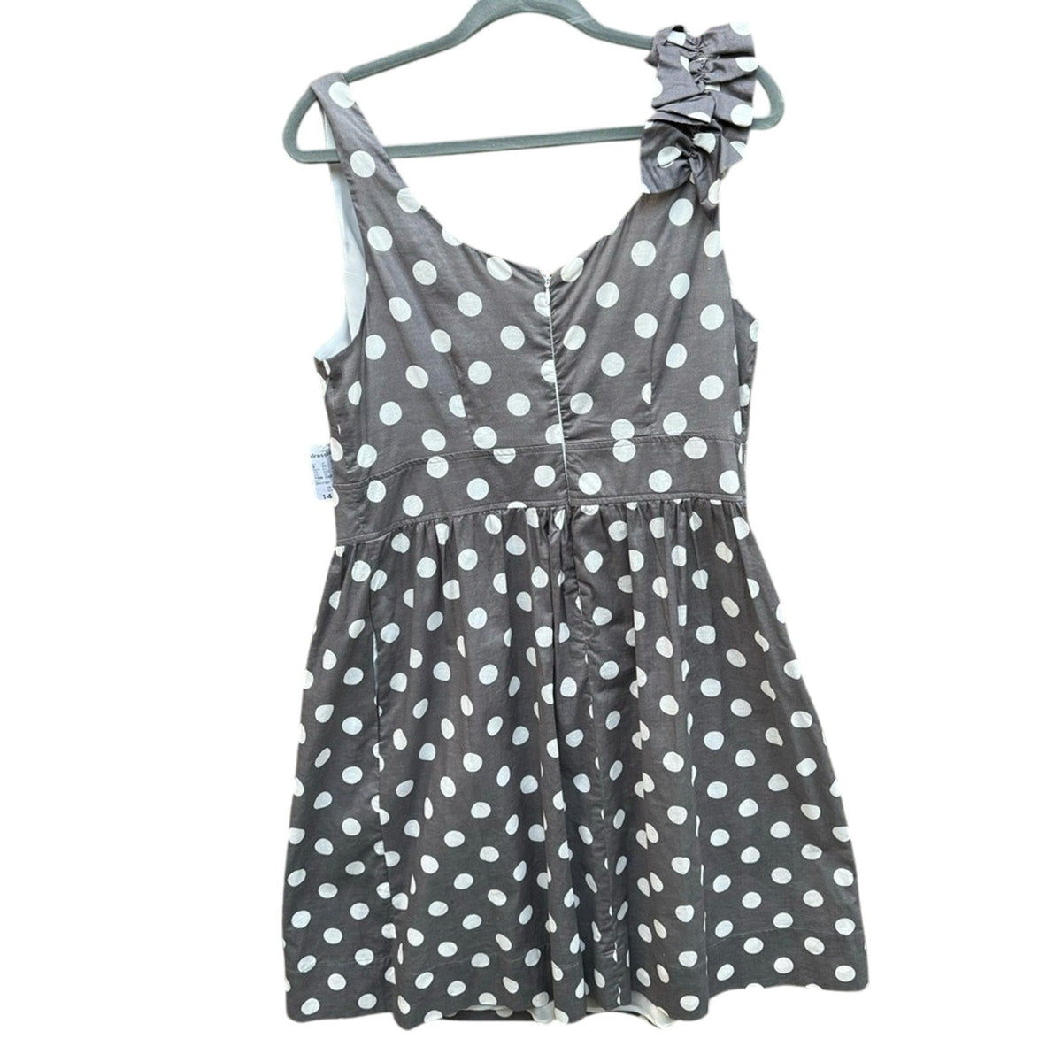 Dress Barn Women Size 14 Polka Dot Lined V Neck Thin Strap A Line Dress