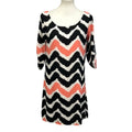 Filly Flair Womens Small Chevron Stripes 3/4 Sleeve Scoop Neck Sheath Dress