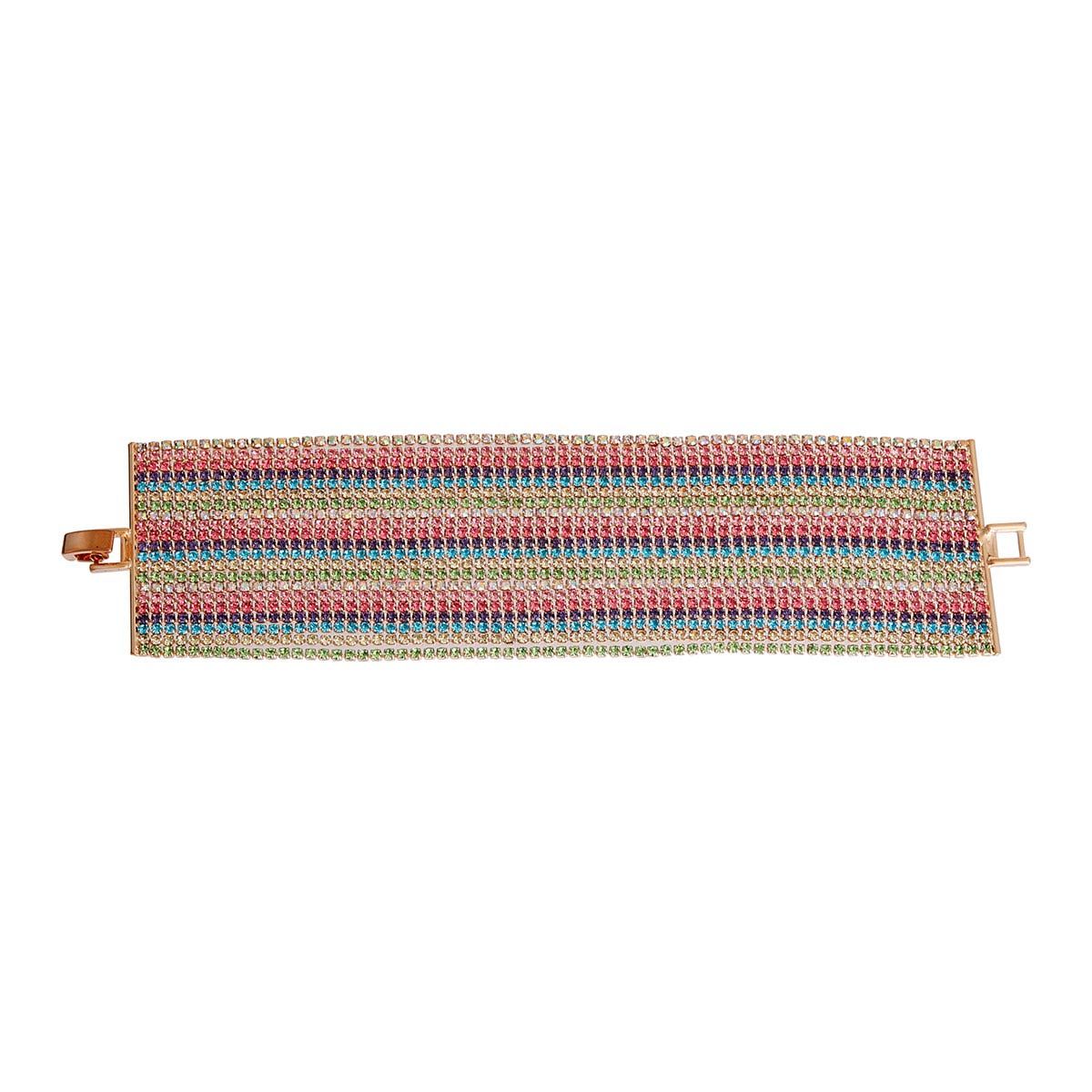 Rhinestone Bracelet 21 Line Multi Color Stylish Statement Jewelry