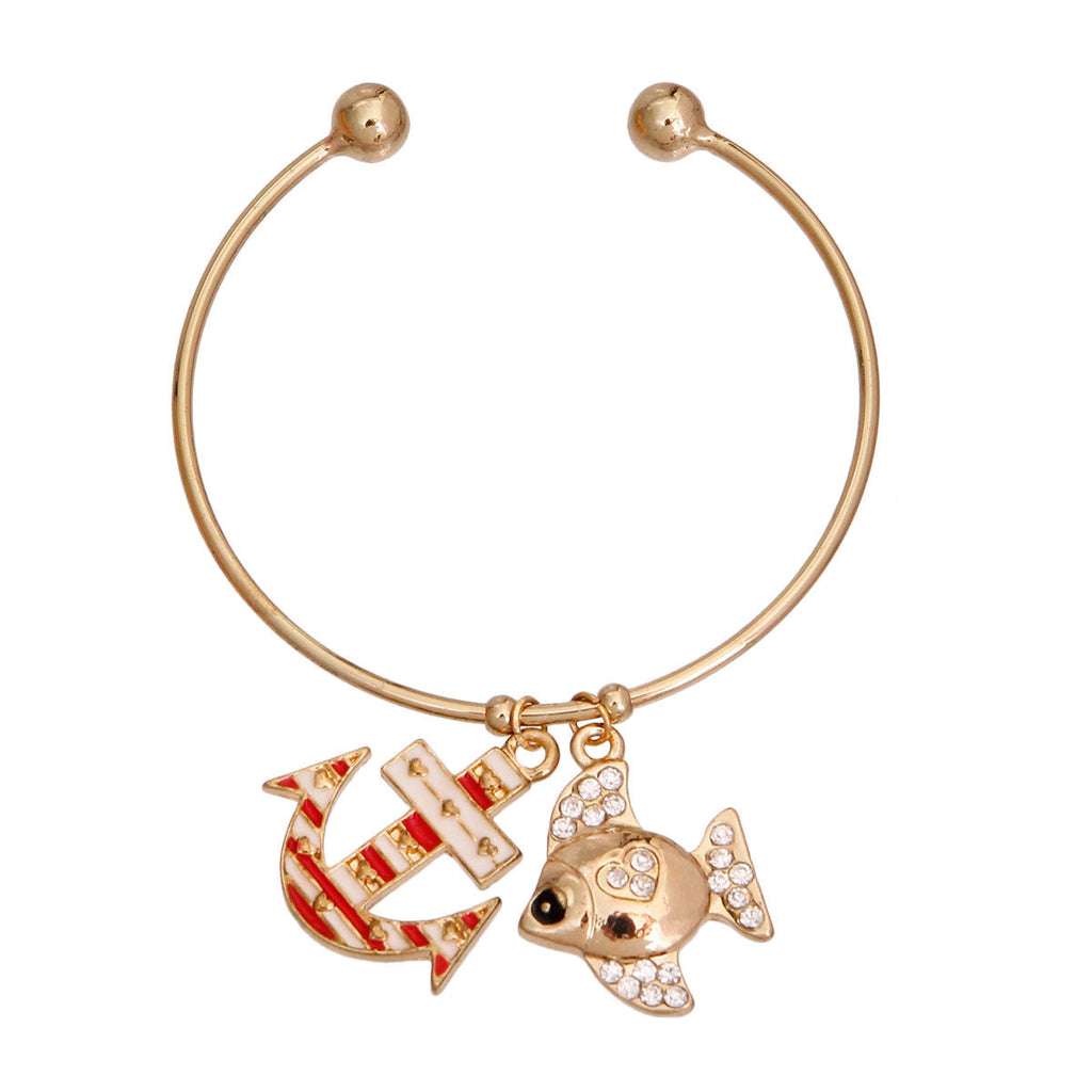 Charm Bracelet Burnished Gold Fish Stylish Fashion Jewelry Accessory