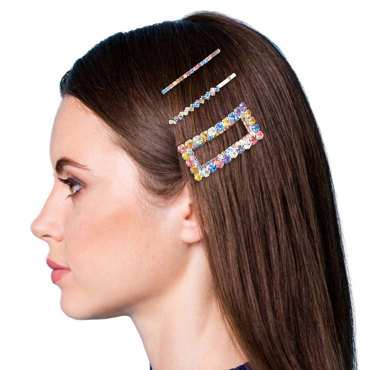 Silver Multi Rhinestone Hair Pin Set – Stylish Fashion Accessory
