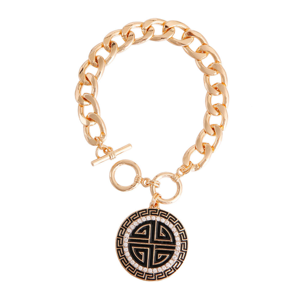Toggle Bracelet Black and Gold Greek Stylish Statement Jewelry