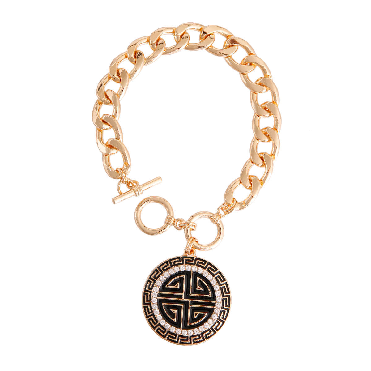 Toggle Bracelet Black and Gold Greek Stylish Statement Jewelry