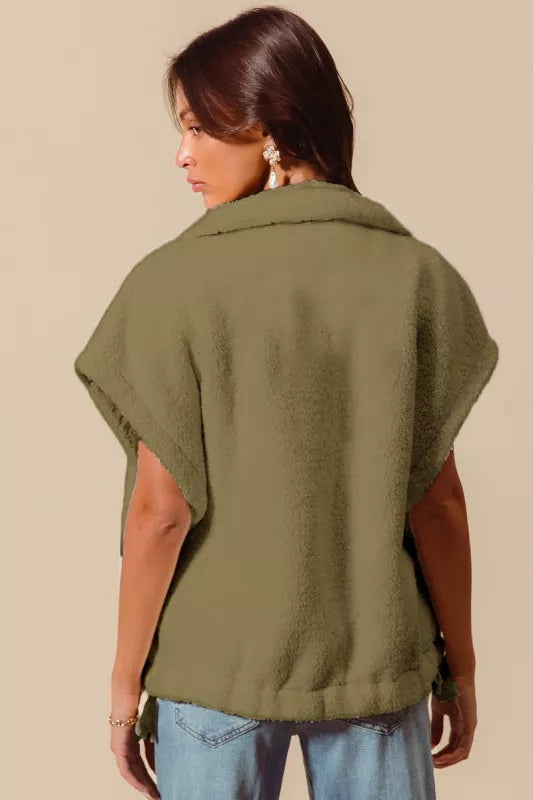 Over Sized Soft Sherpa Fur Sleeveless Vest Jacket