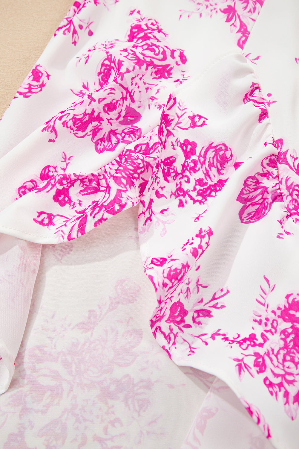 Rose Boho Floral High Waist Ruffle Split Maxi Skirt