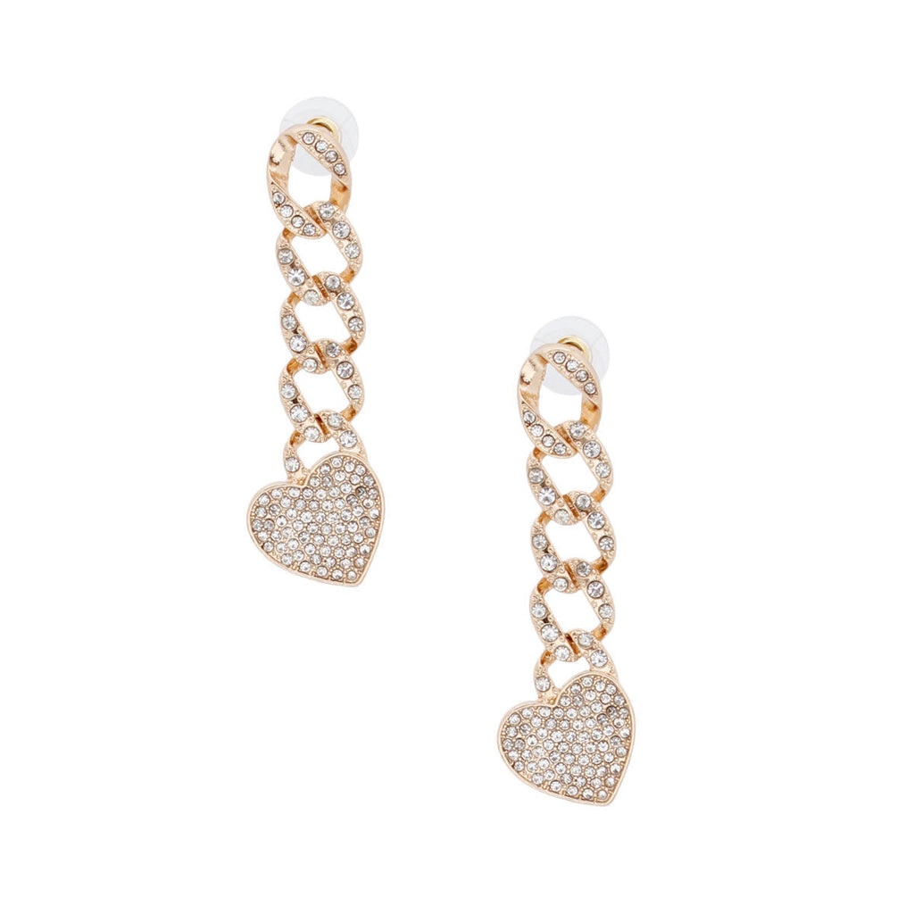 Statement Gold Chain Link Heart Earrings Trendy Chic Jewelry