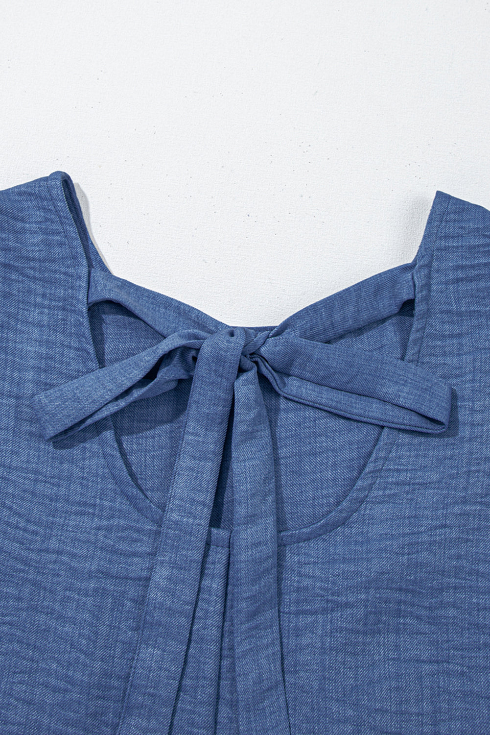 Knot Scoop Back Ruffle Hem Sleeveless Mini Dress