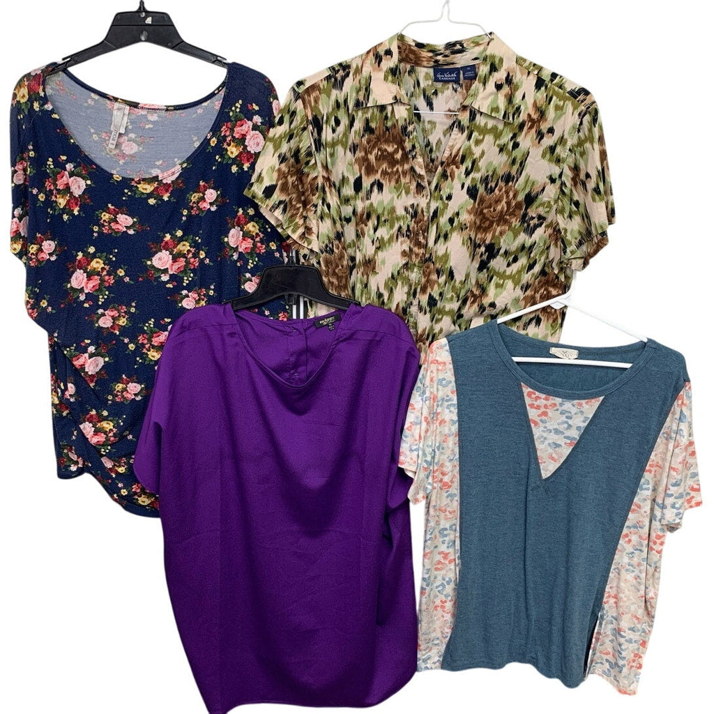 Lot of 4 Gloria Vanderbilt MOA Womens XL Short Sleeve Floral Tropical Shirts