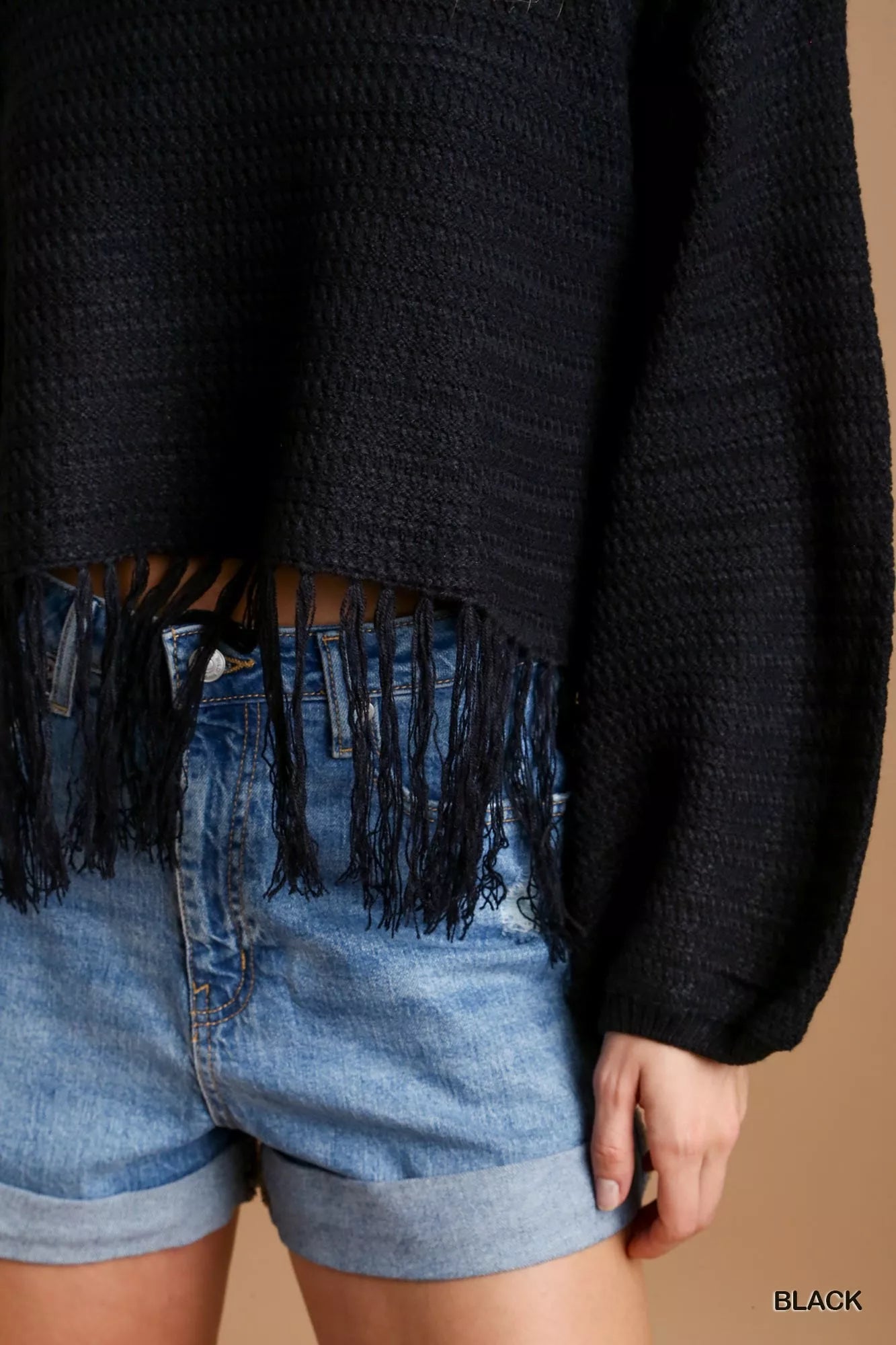 Crochet Knit Crop Top with Frey Hem