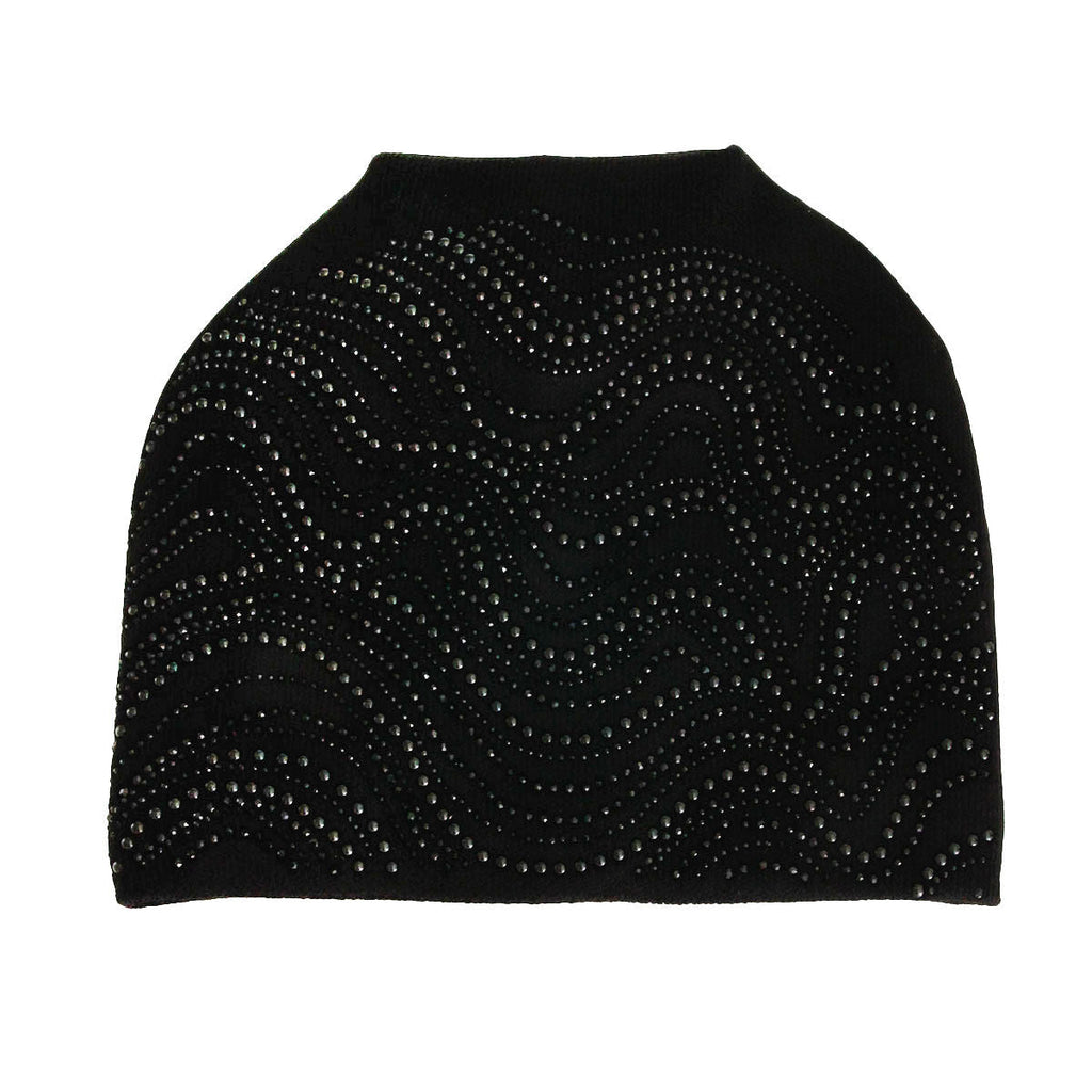 Slouch Beanie Black Beaded Stylish Casual Hat