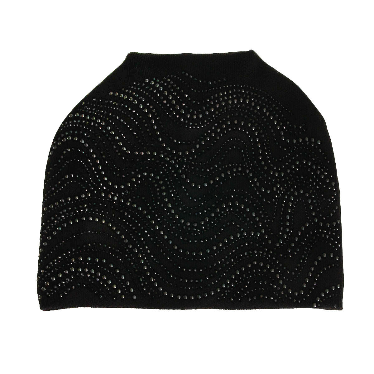 Slouch Beanie Black Beaded Stylish Casual Hat
