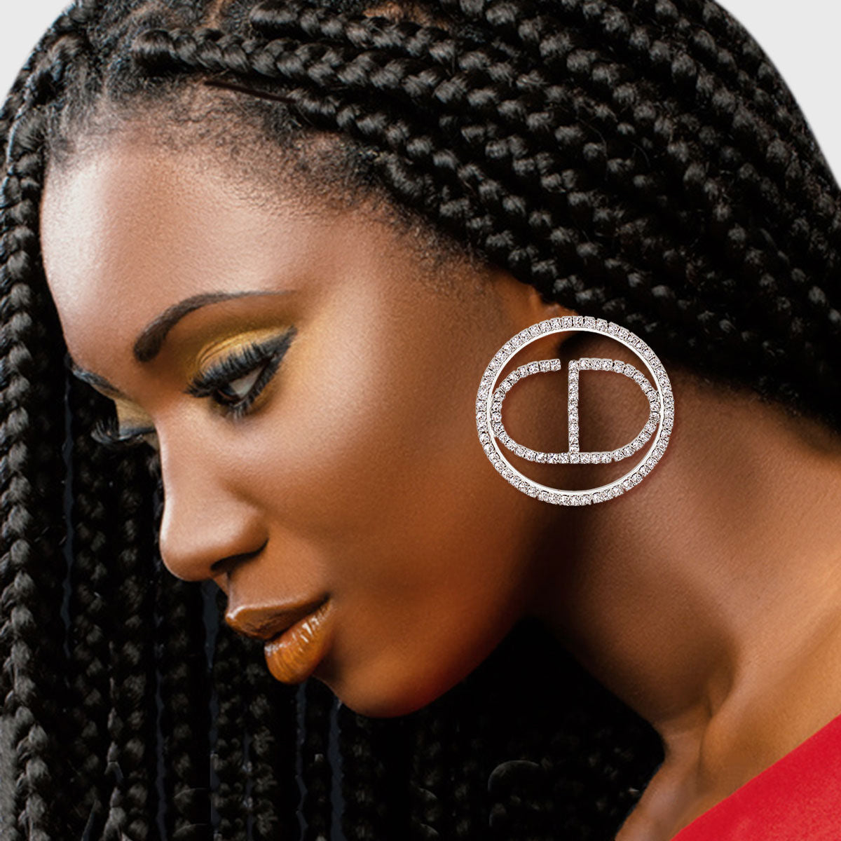 Round Silver Metal CD Stud Earrings Stylish Fashion Jewelry
