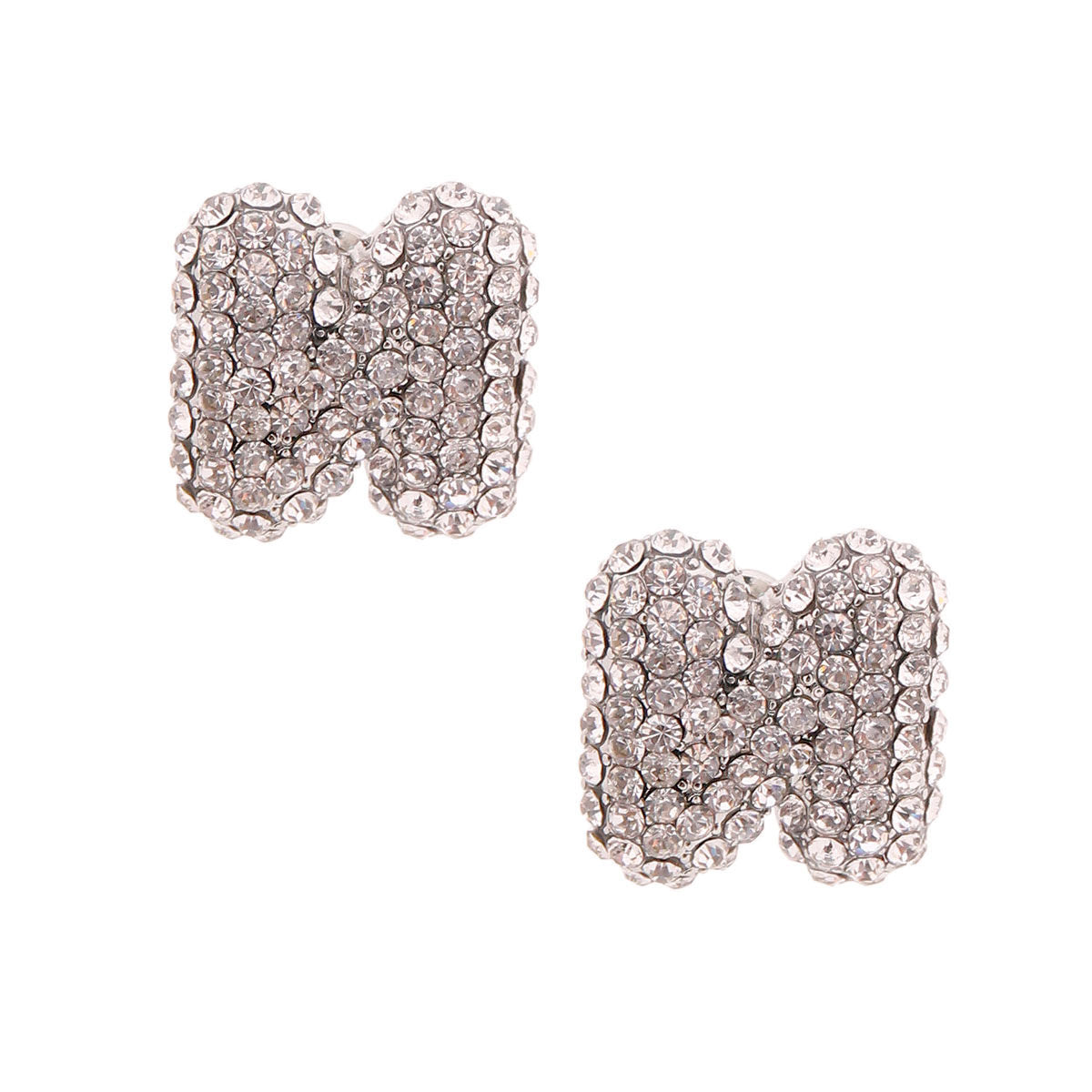 Silver Rhinestone Stud Earrings – Stylish Fashion Jewelry Accessory