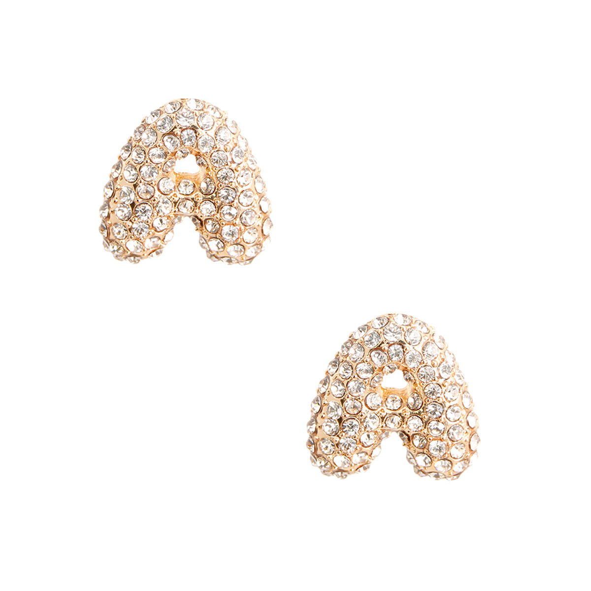 Rhinestone Stud Earrings A Initial Stylish Fashion Jewelry