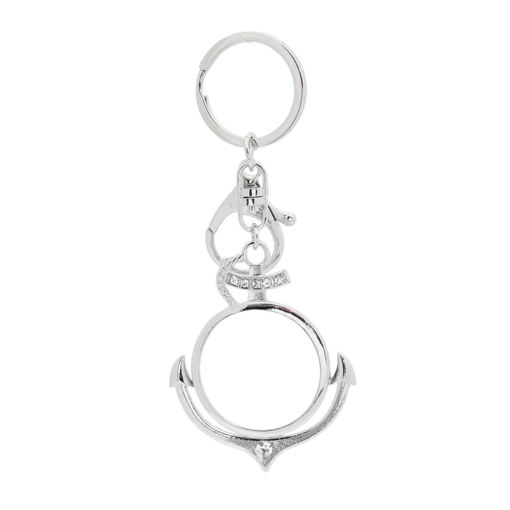 Magnifying Glass Keychain with Silver Anchor Charm – Stylish Accessory