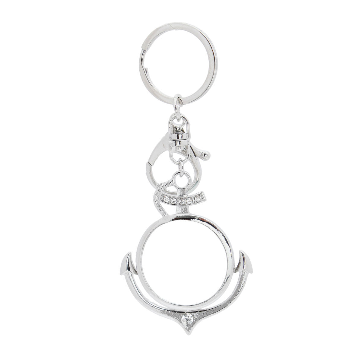 Magnifying Glass Keychain with Silver Anchor Charm – Stylish Accessory