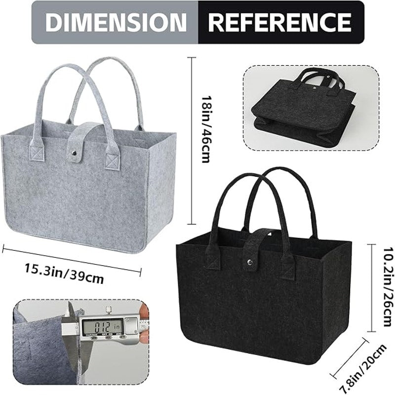 New 2-Pack YueNepenth Black Gray Soft Fabric Reusable 20LShopping Tote Bags