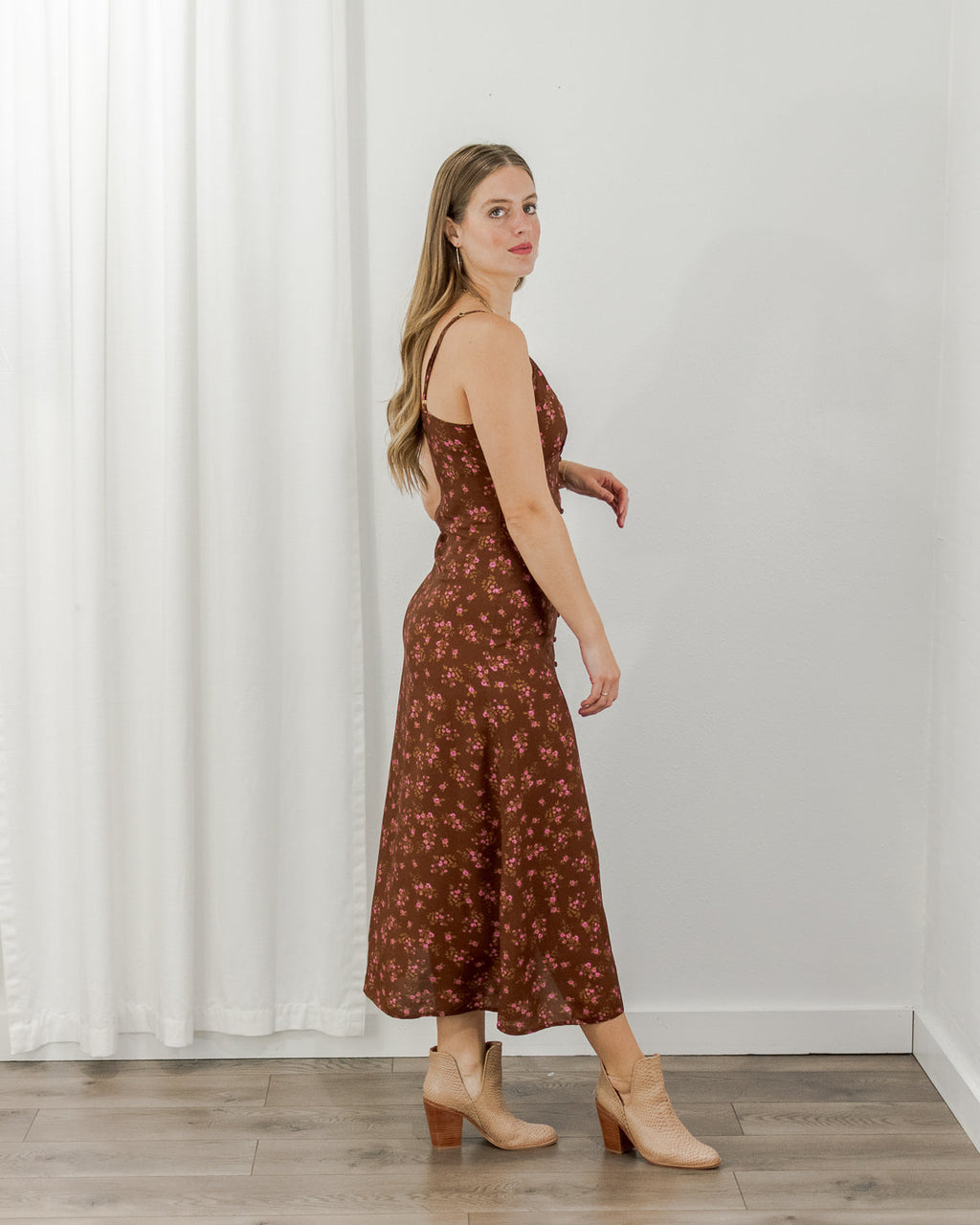 Button Front Midi Dress