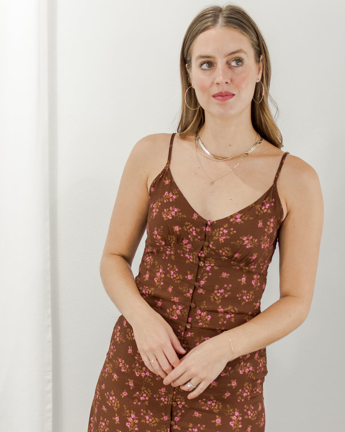Button Front Midi Dress