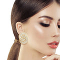 Ring Stud Earrings Gold Crystal Hooked Stylish Statement Jewelry