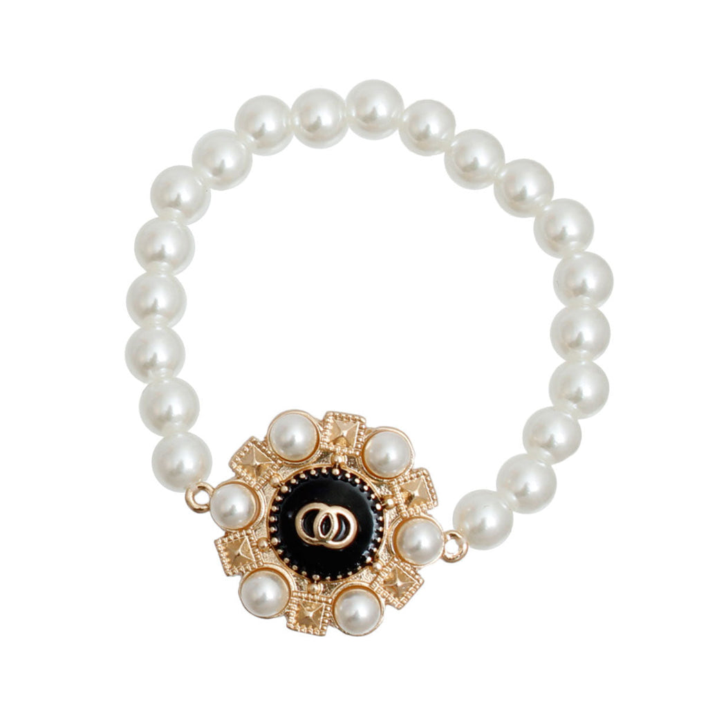 Infinity Bracelet with Cream Pearl Studs – Stylish Fashion Jewelry Accessory