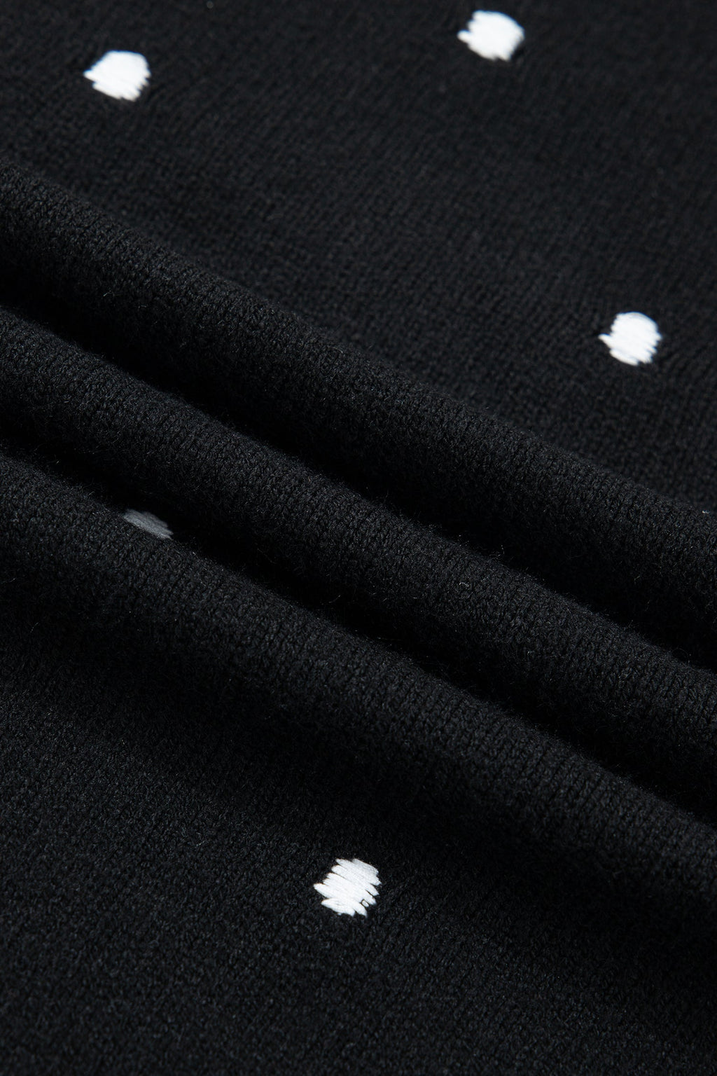 Black Elegant Polka Dot Bubble Short Sleeve Sweater