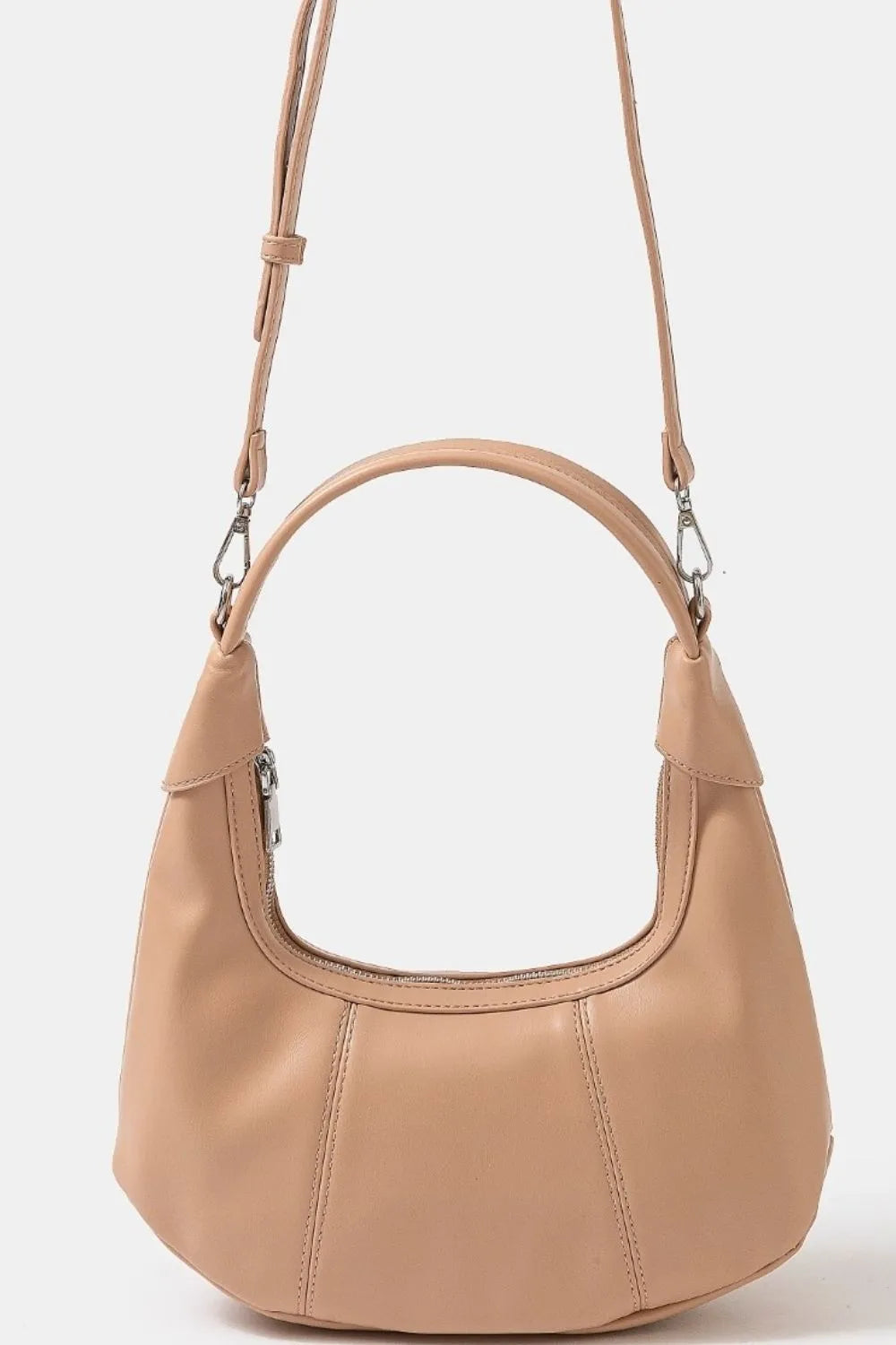 Faux Leather Round Multi Panel Hand Bag